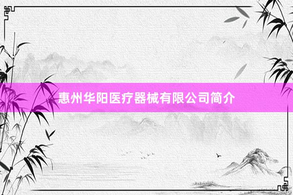 惠州华阳医疗器械有限公司简介